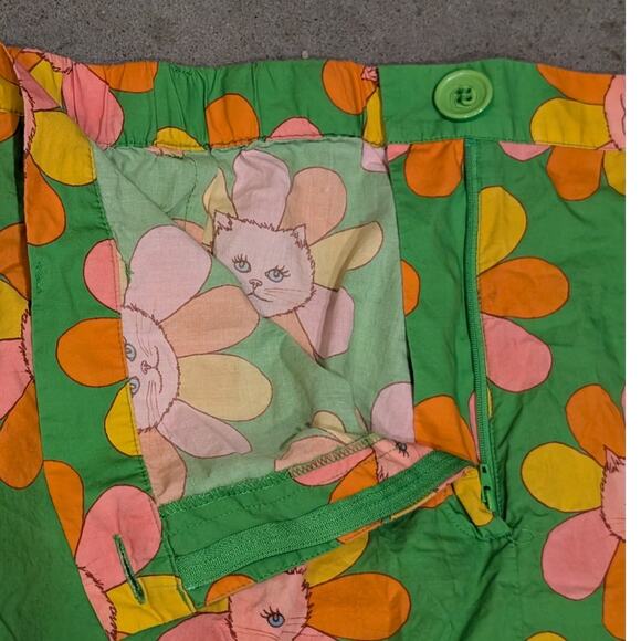 Modcloth x Marisol Muro Retro Style Floral 70s Pants Size 3X Flower Cats 60s - Picture 5 of 11